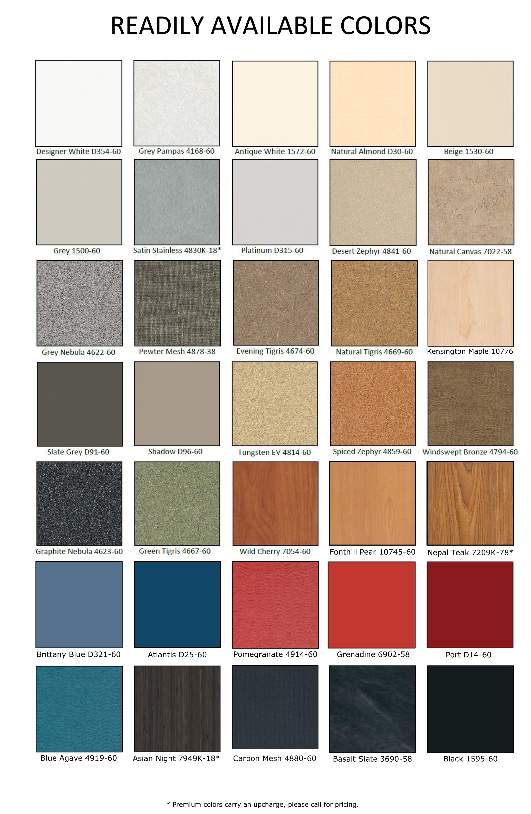 Scranton Partitions Color Chart